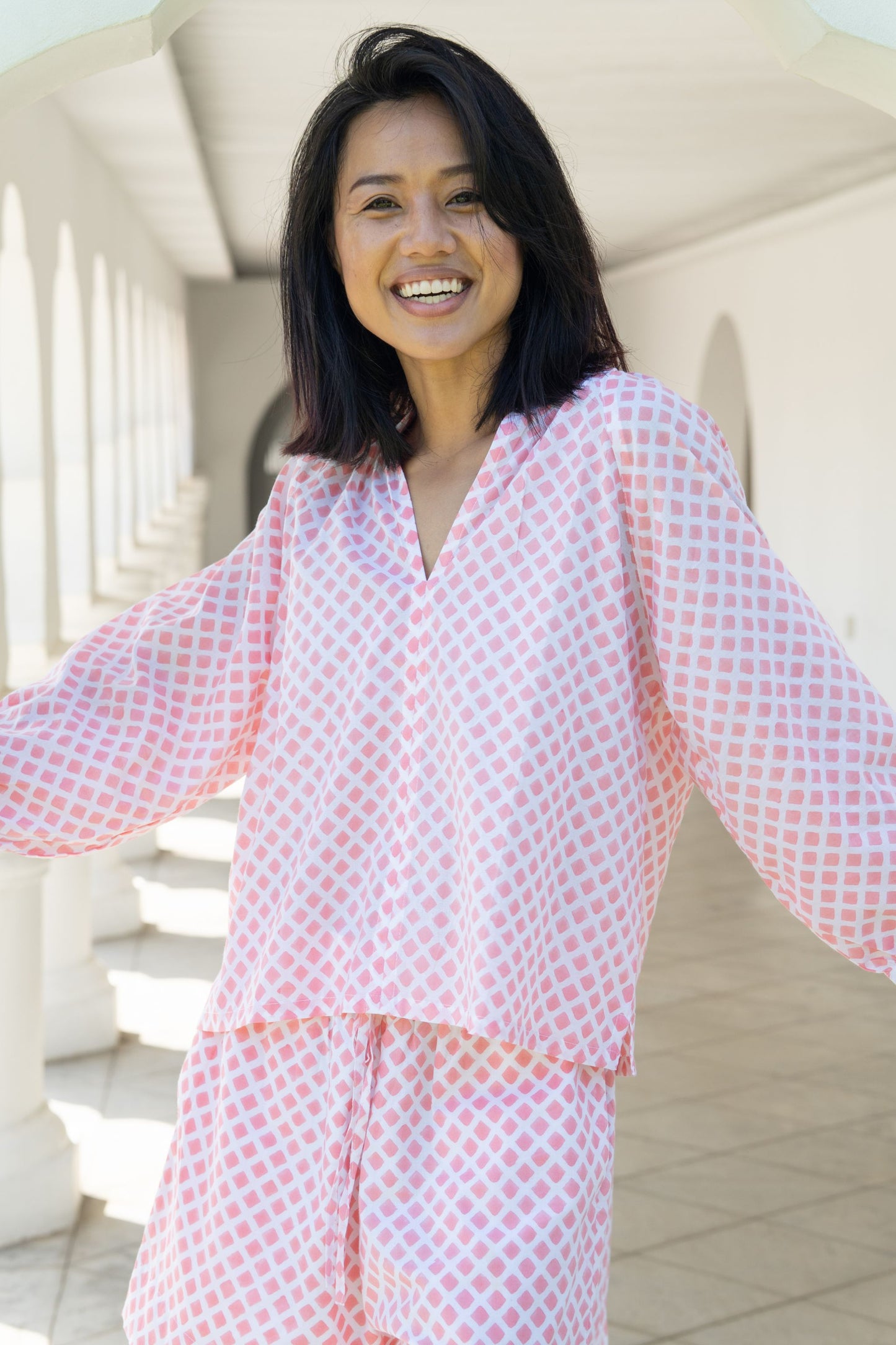 Sloane Shorts Set - Coral Diamond