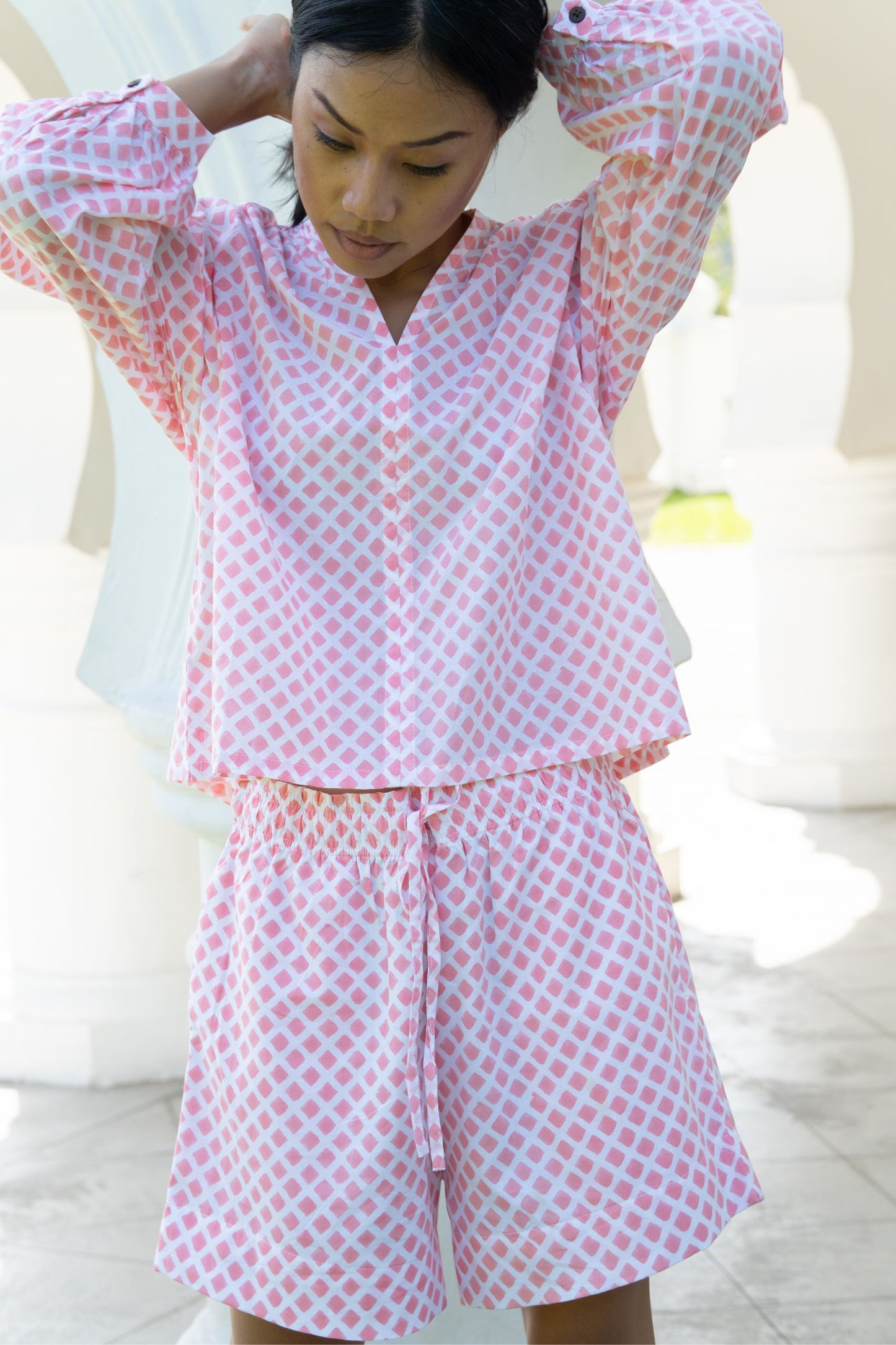 Sloane Shorts Set - Coral Diamond