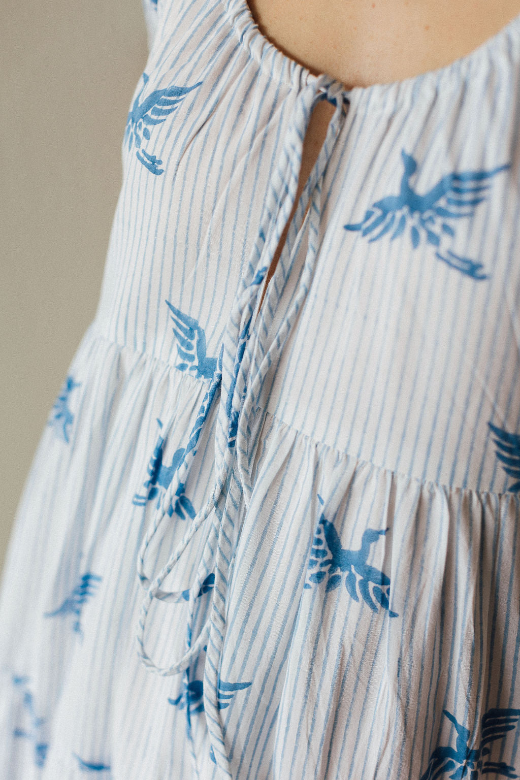 Block printed bird motif
