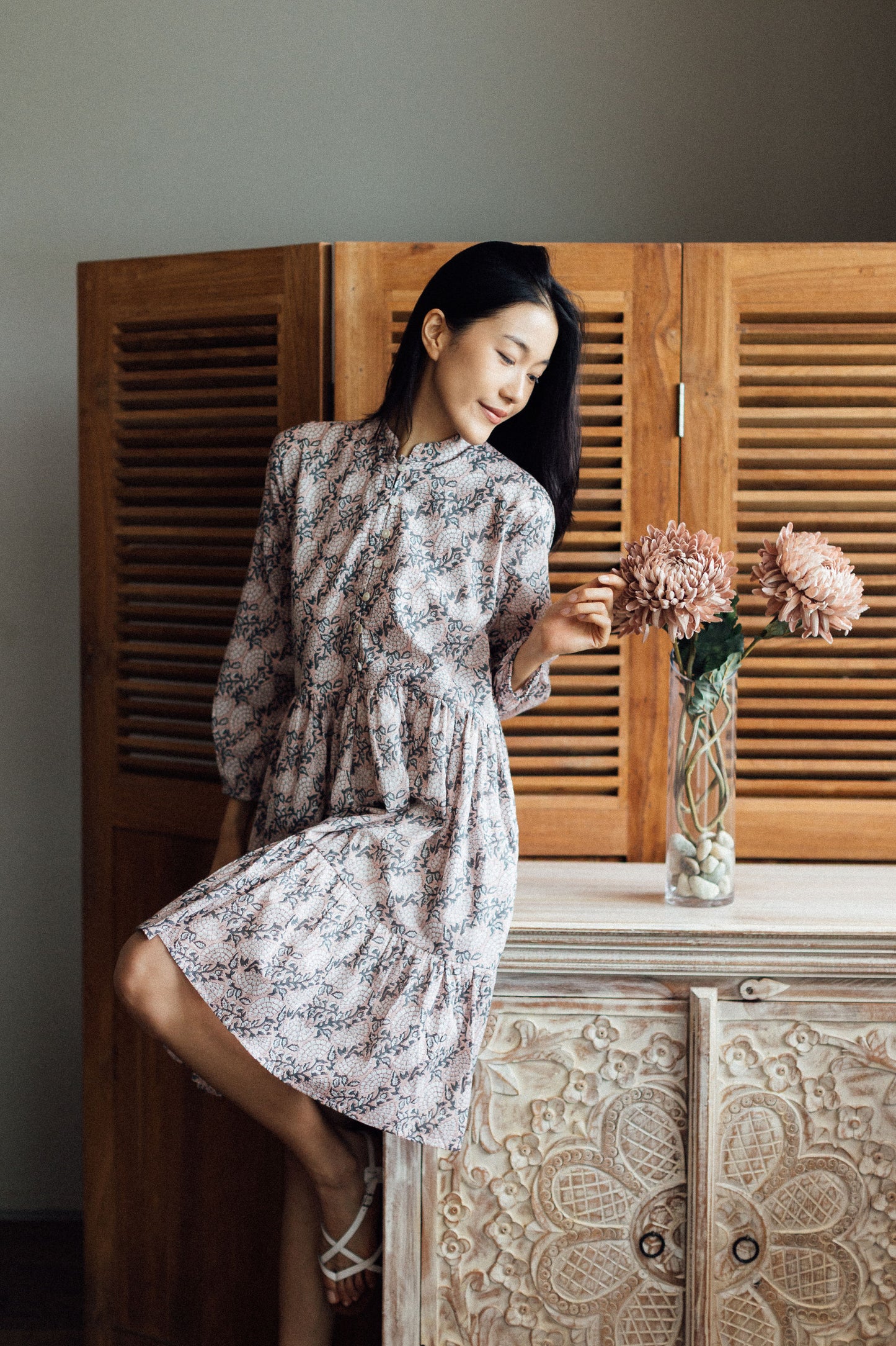 Artful House Short Cotton Mini Dress with Indian block prints