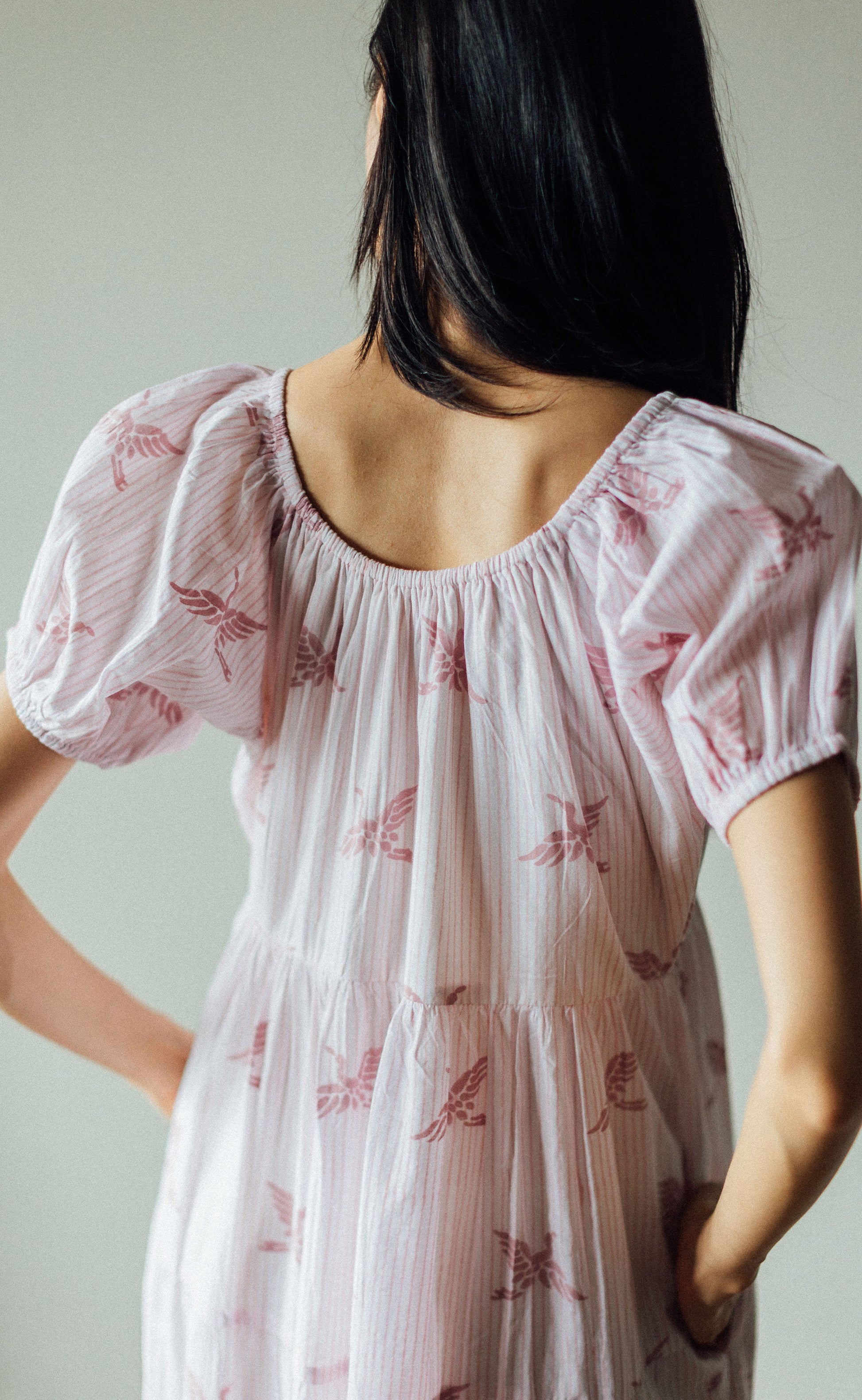 Bird in Flight Block Print Midi Dress