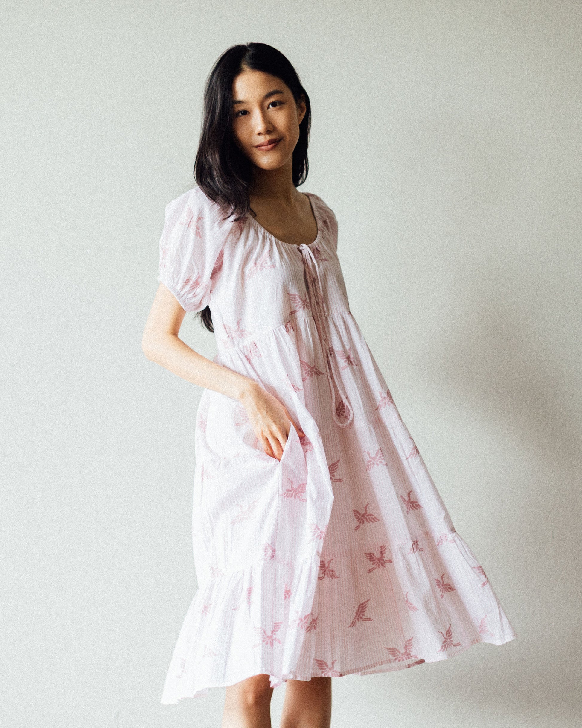 Block Print Midi Dress with Pockets