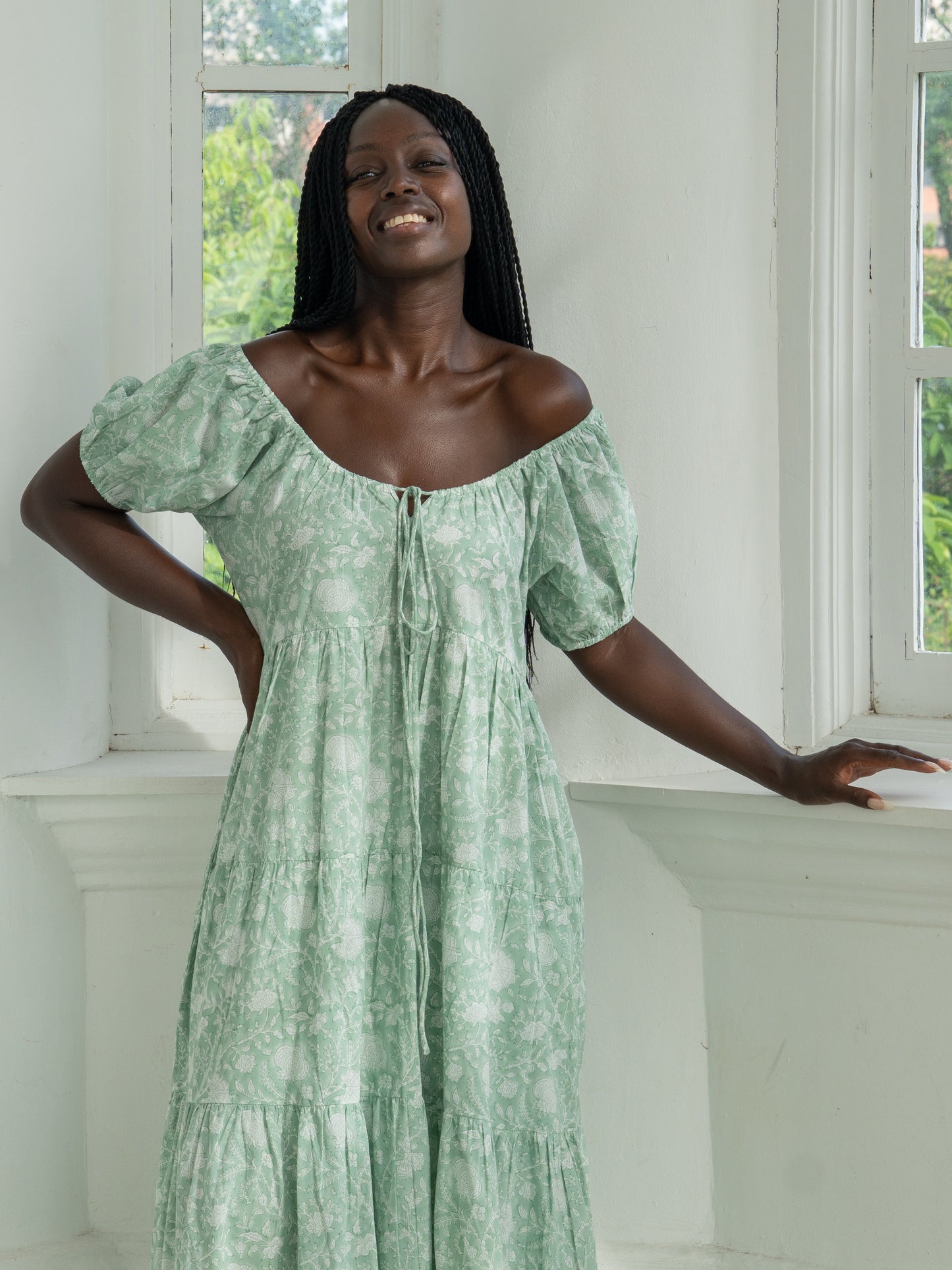 Block Print Maxi Dress with Lining. Ships to Singapore Australia Hong Kong Global Flat rate shipping
