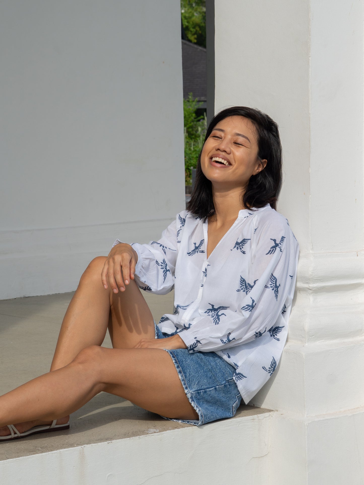 Brompton Top in Nautical Navy Bird in Fligh