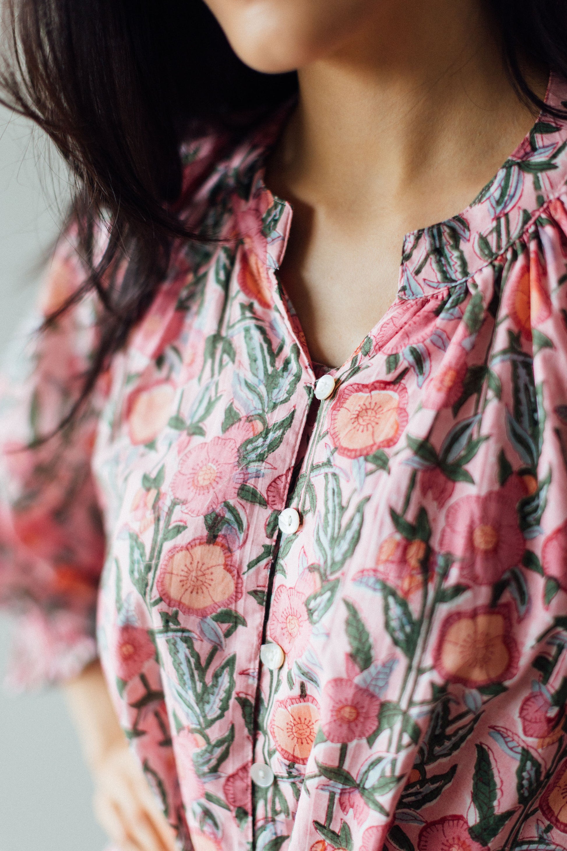 Button Details of Indian Block Print Dress