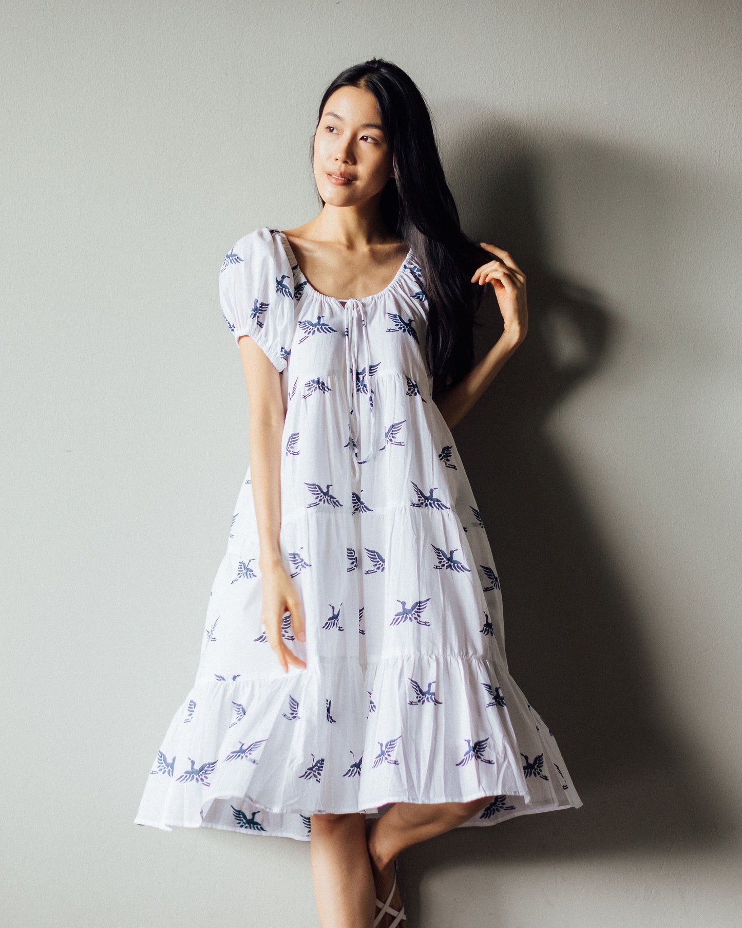 Byron Bay Midi Short Cotton Dress Nautical Navy