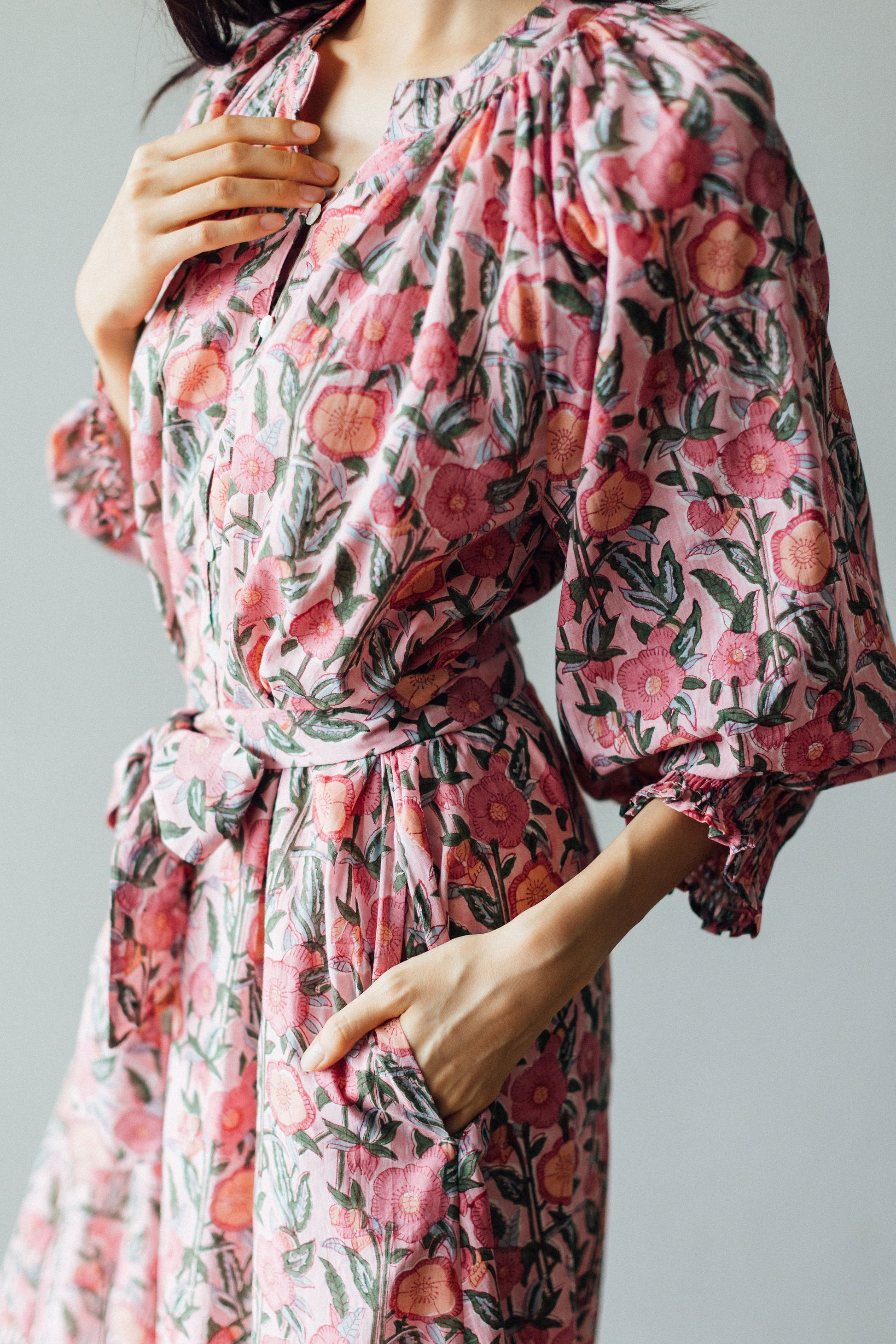 Shop online Block Print Cotton Dress with pockets
