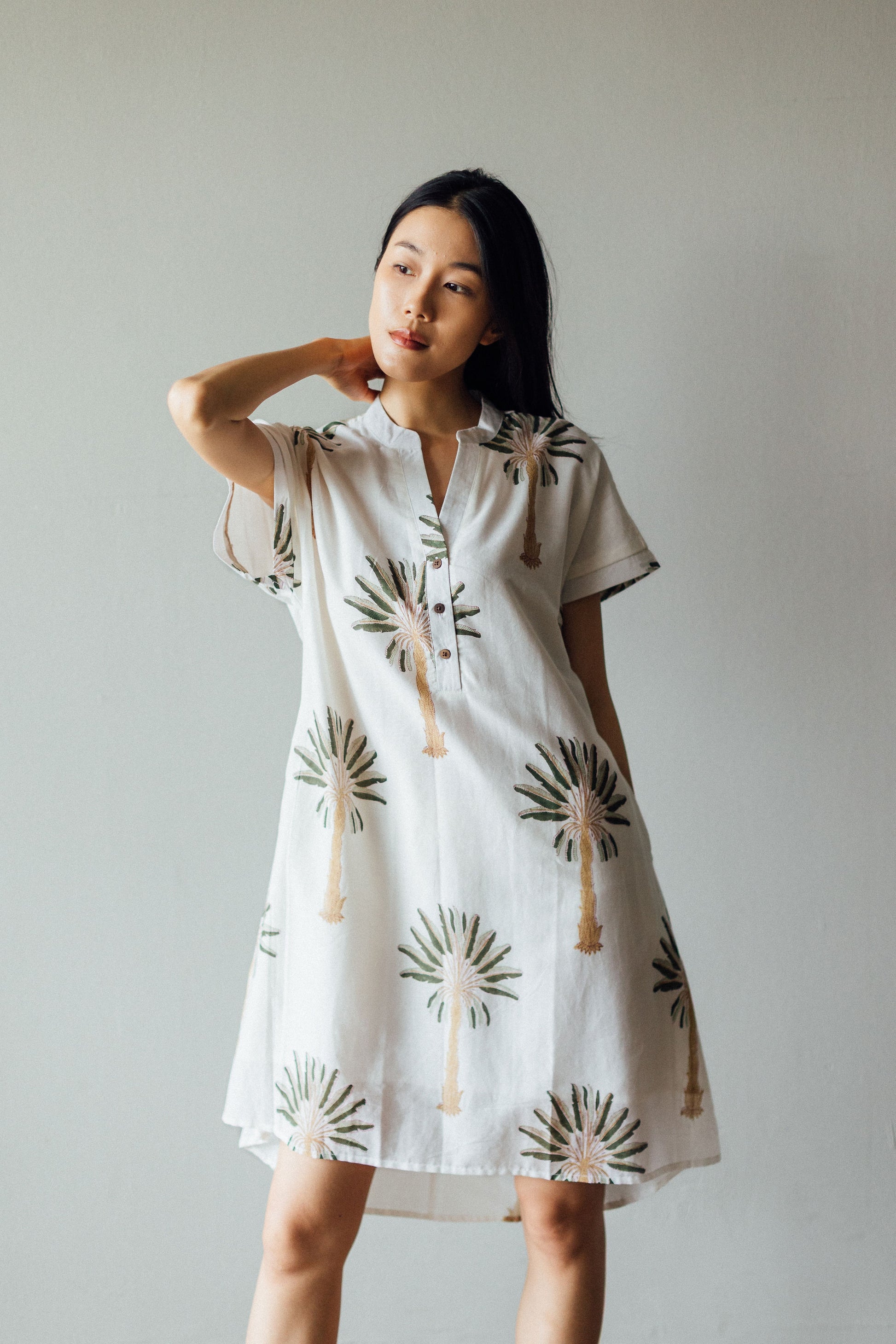 Cotton Mini Dress with Lining
