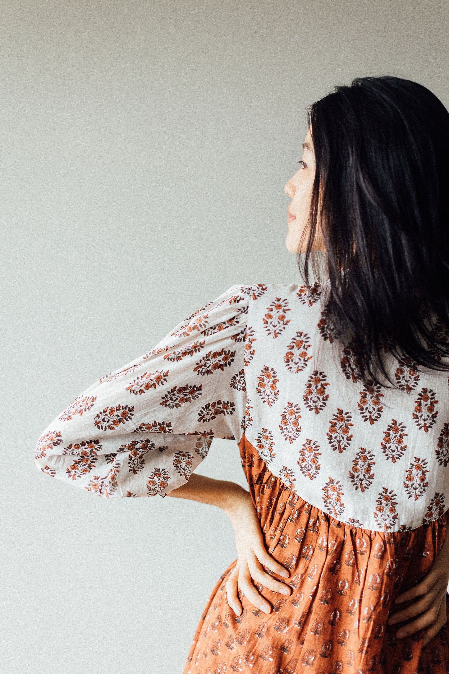 Back Yoke of Tiered Midi Dress