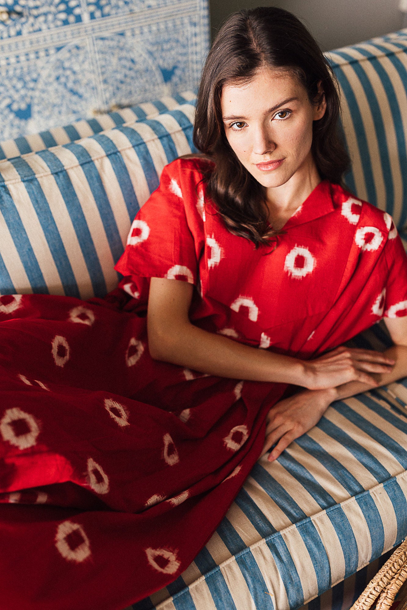 Cotton Ikat kaftan Dress