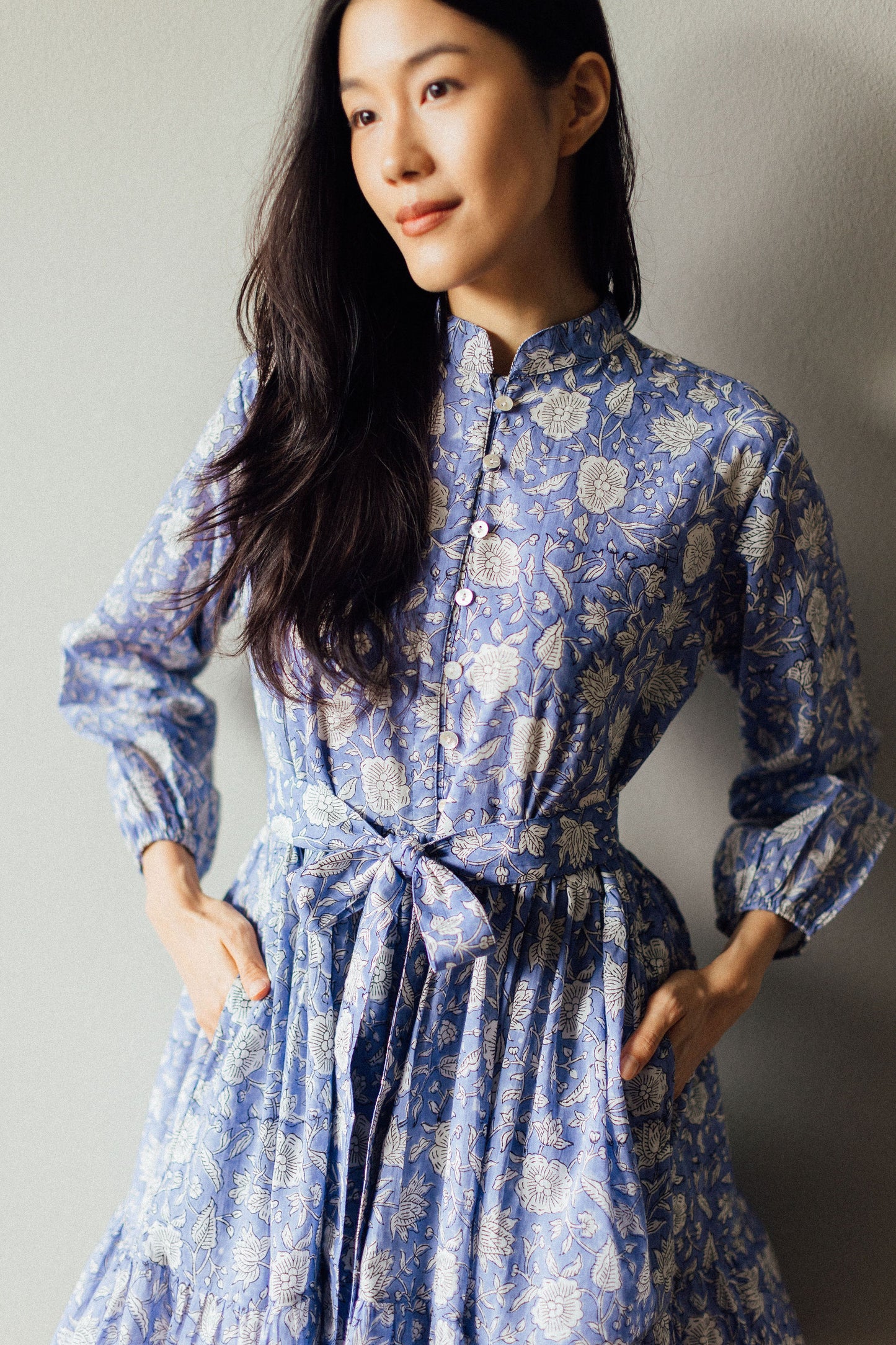 Block Print Mini Dress with sash Belt