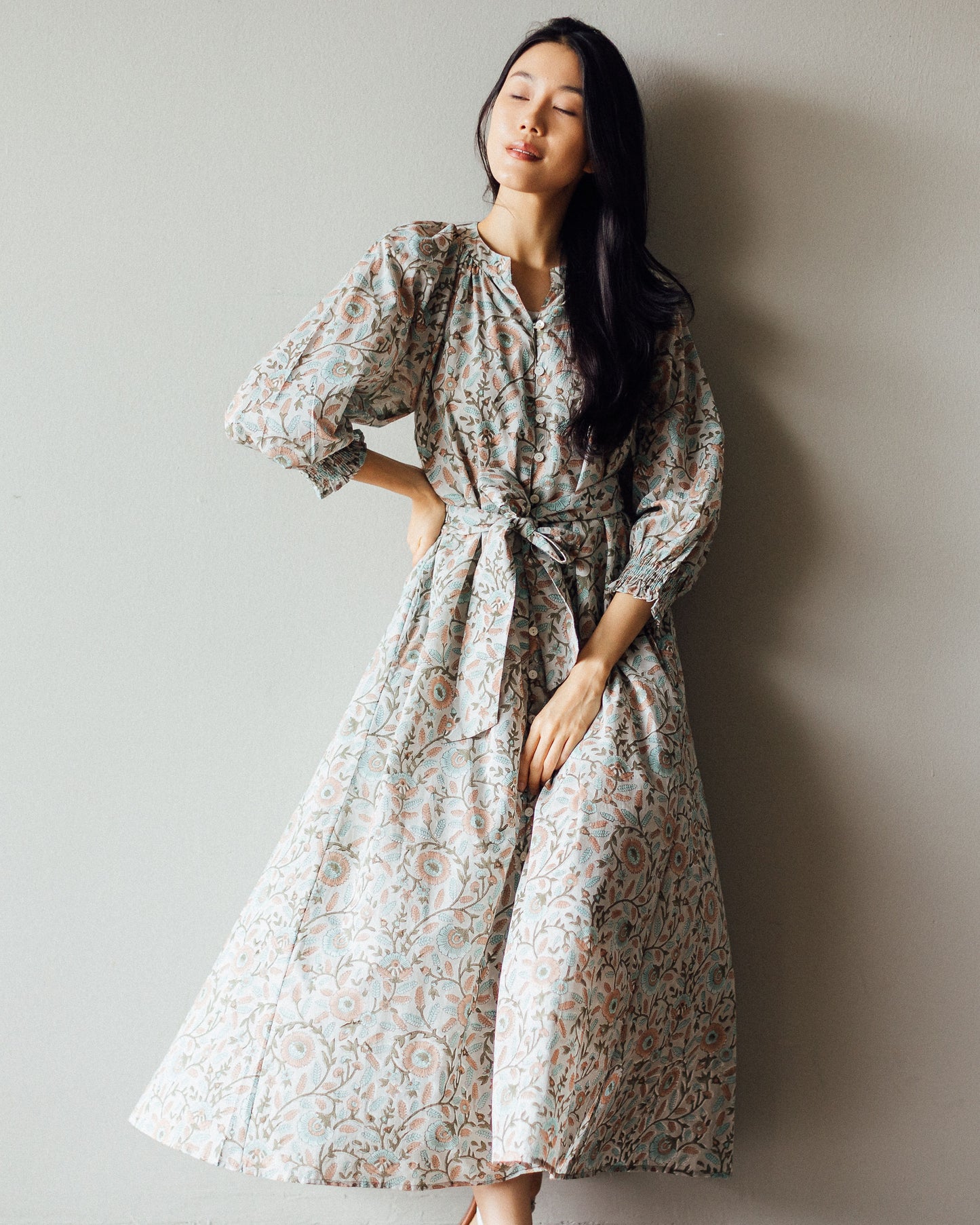 Printed Cotton Midi Dress made of soft sutainable cotton