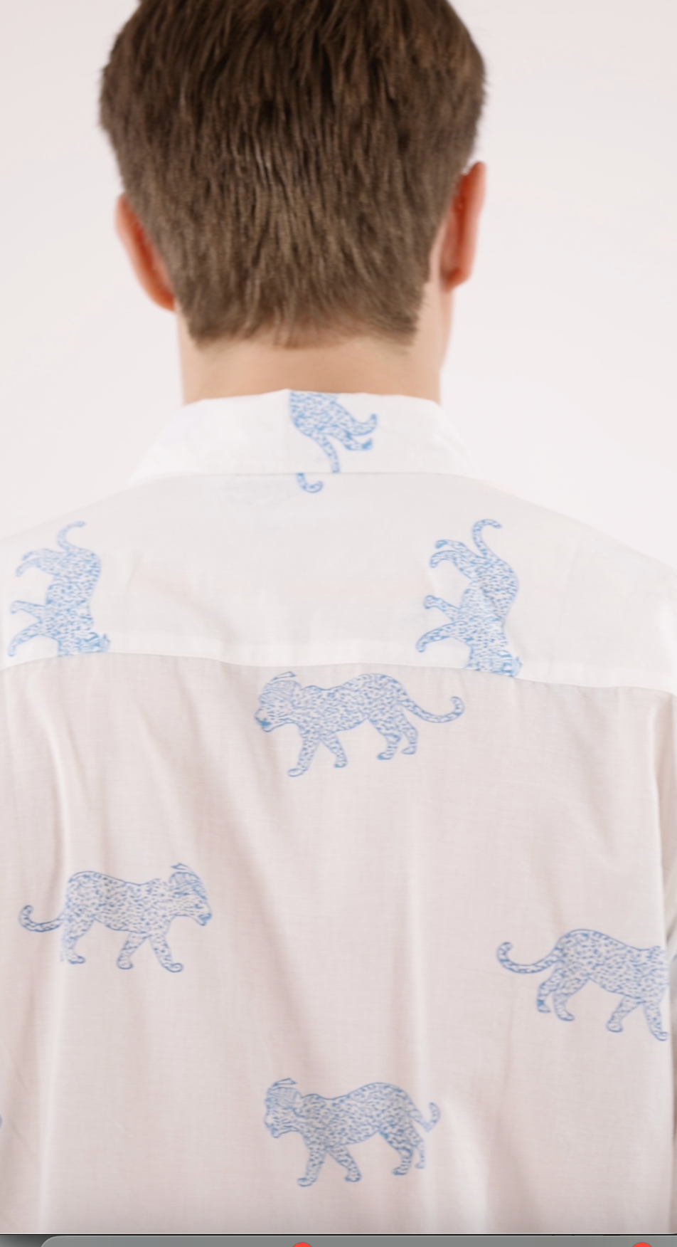 King Leopard Print Men’s Cotton Shirt Blue