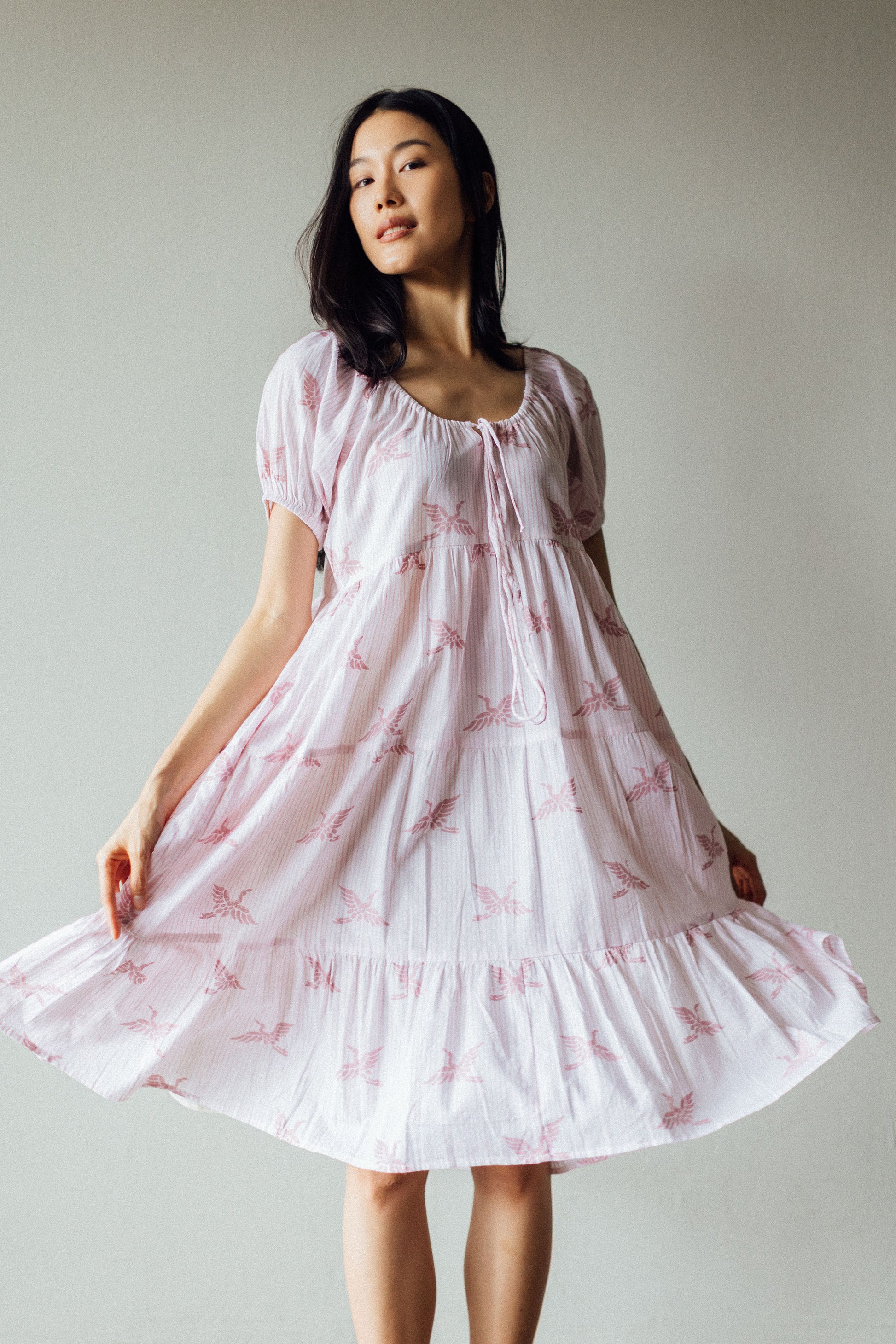 Block print dress with lining in soft breathable cotton