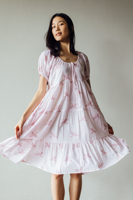 Block print dress with lining in soft breathable cotton
