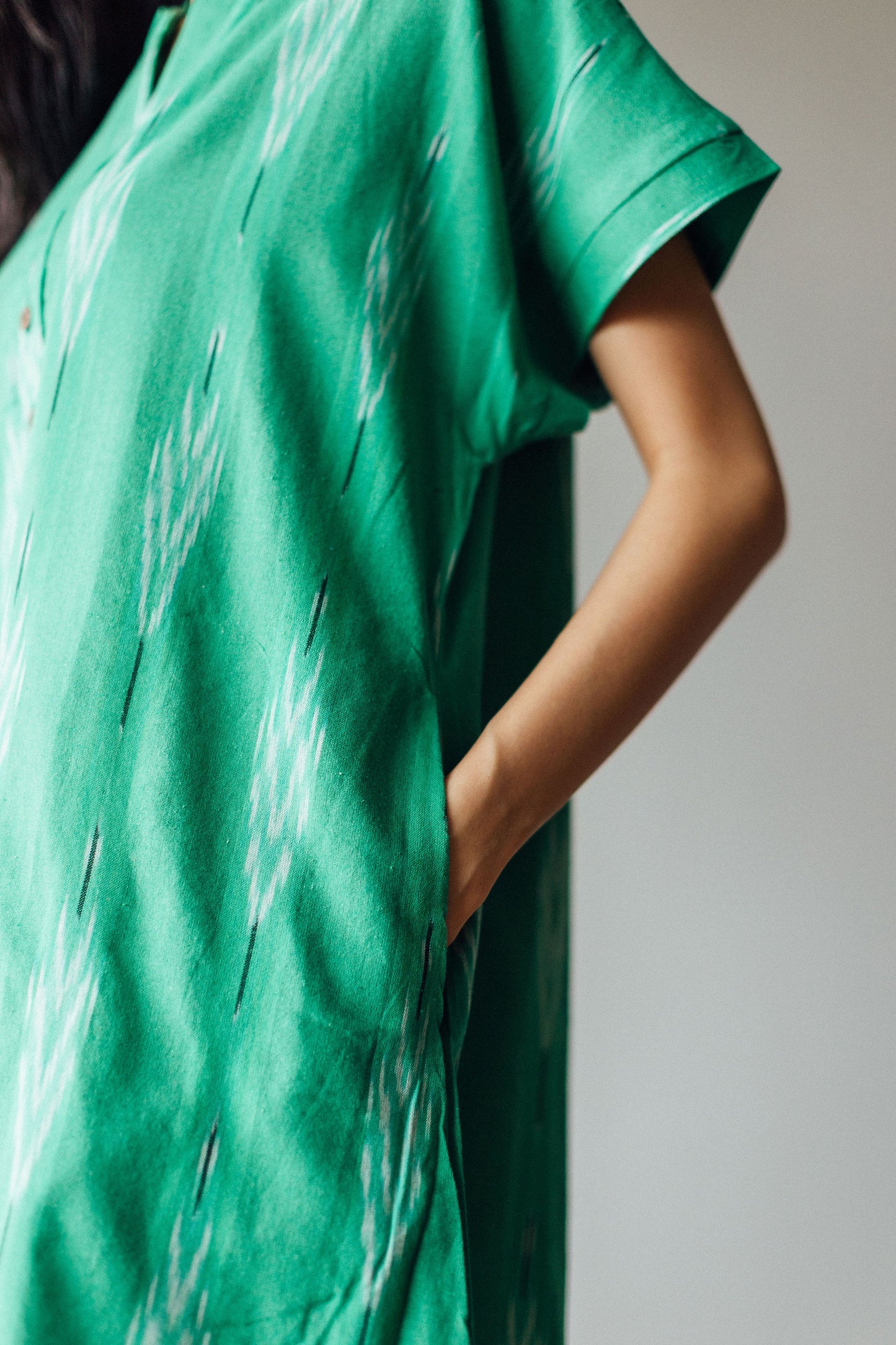 Artful House Short sleeved Ikat dress with pockets