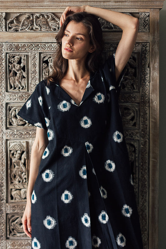 Cotton Ikat Kaftan Dress