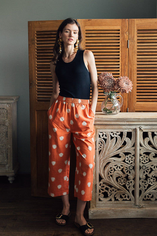 Peach Ikat Dot Trouser