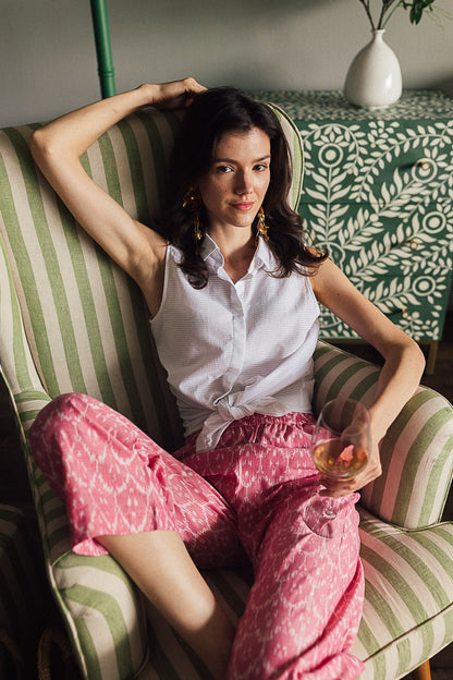 Pink Ikat Trouser perfect for early evening drinks