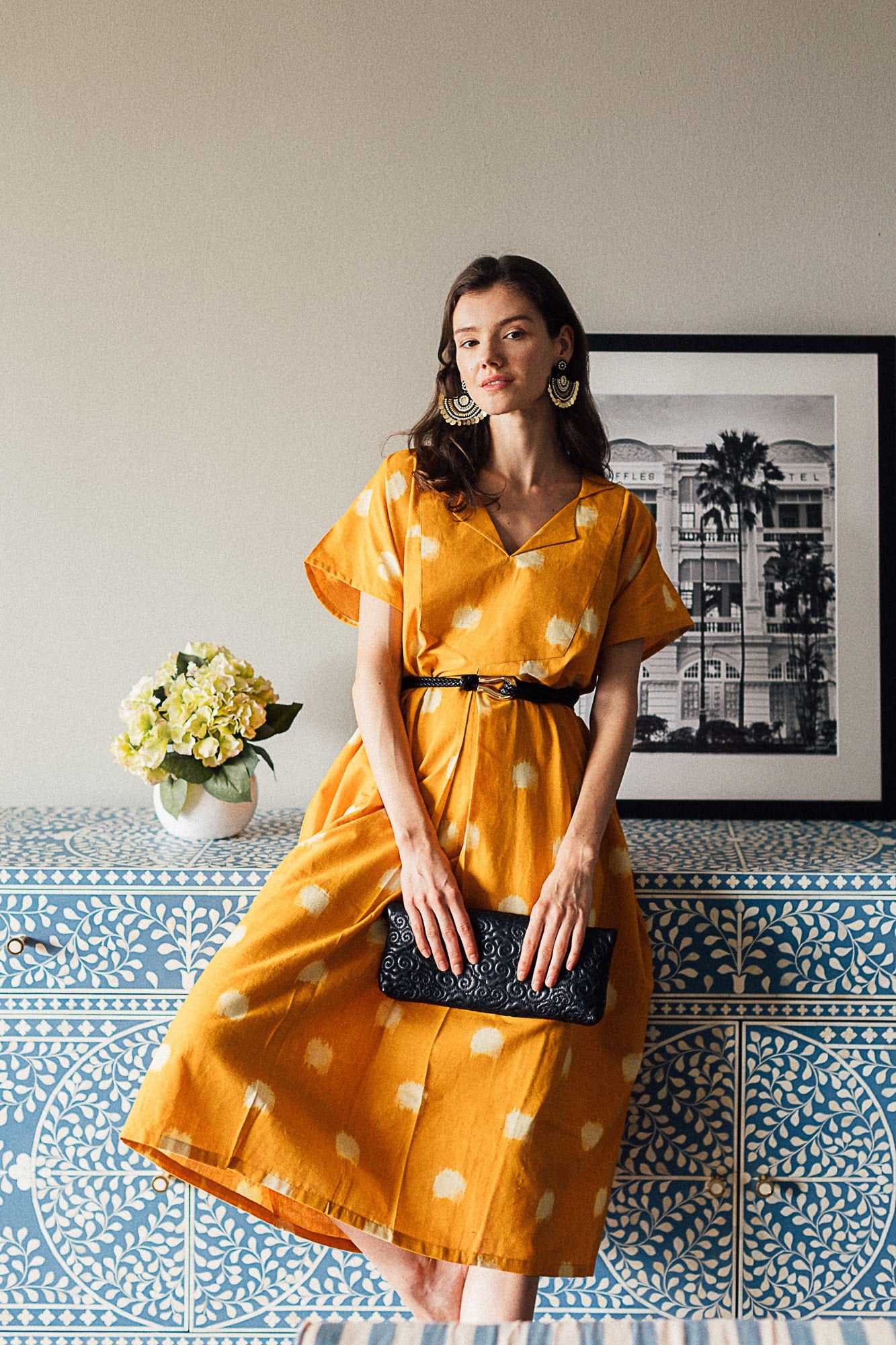 Turmeric Dot Ikat Dress