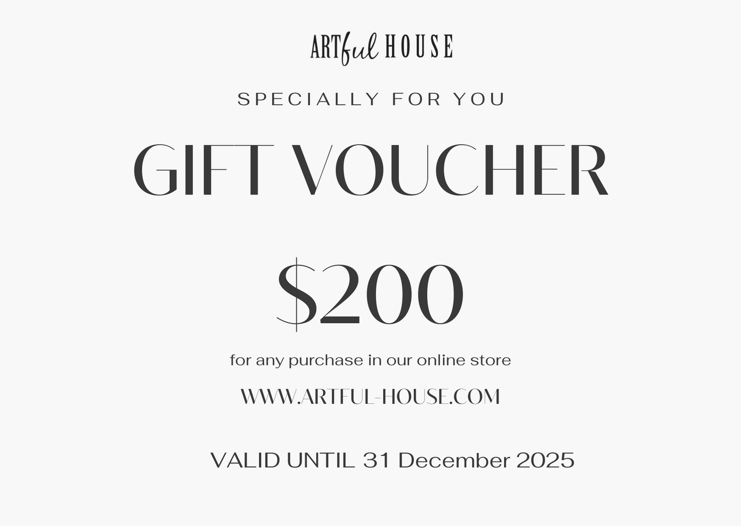 Artful House e-Gift Card Singapore