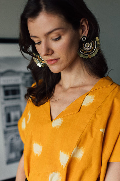 Turmeric Dot Ikat Dress