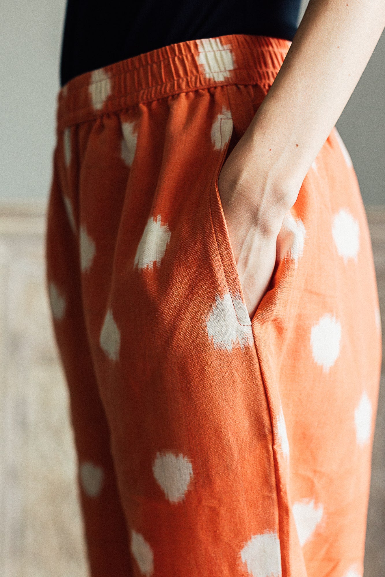 Peach Ikat Dot Trouser