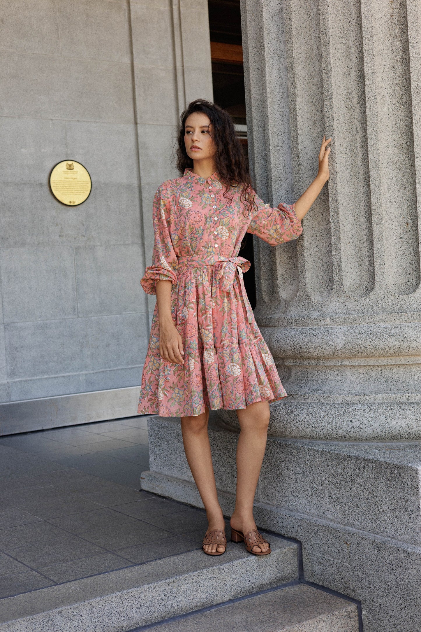 Lily Mini Short Cotton Dress - Saffron