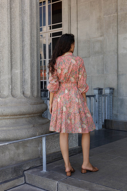 Lily Mini Short Cotton Dress - Saffron