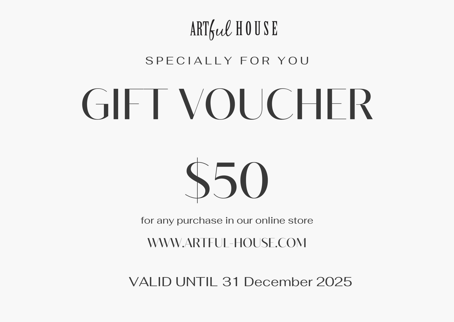 Artful House e-Gift Card Singapore