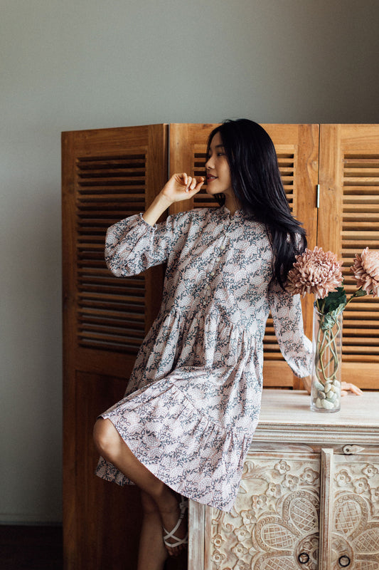 Artful House LilyMini Short Cotton Dress-Cherry Blossom