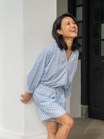 Artful House Sloane Shorts Set in Blue Diamond