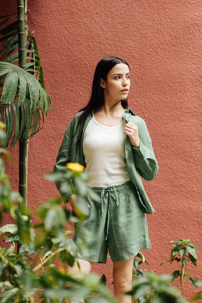Artful House linen shirt Sage women relaxed fit summer shirt Singapore online boutique