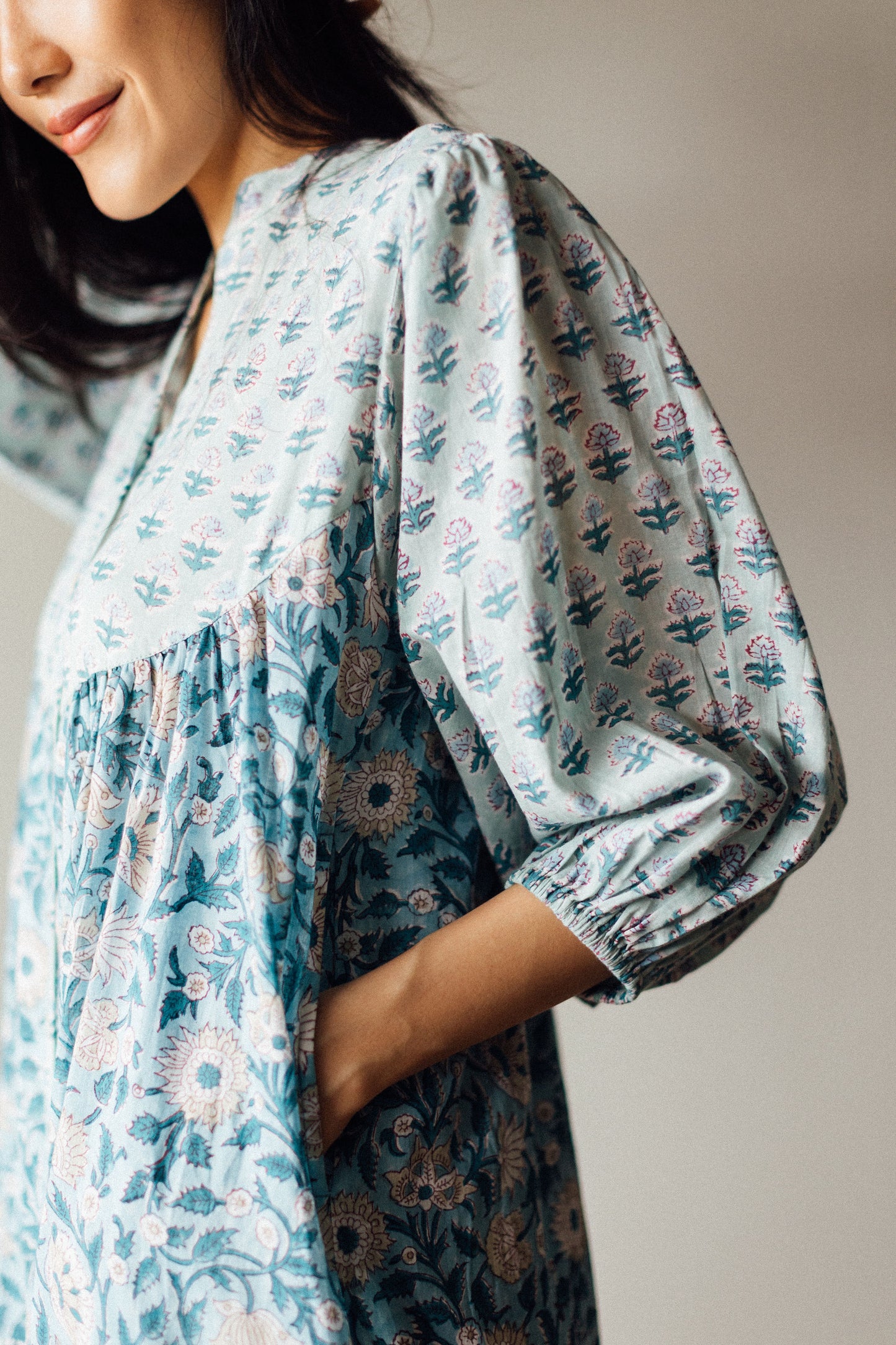 Artful House block Print Midi Dress with Pockets