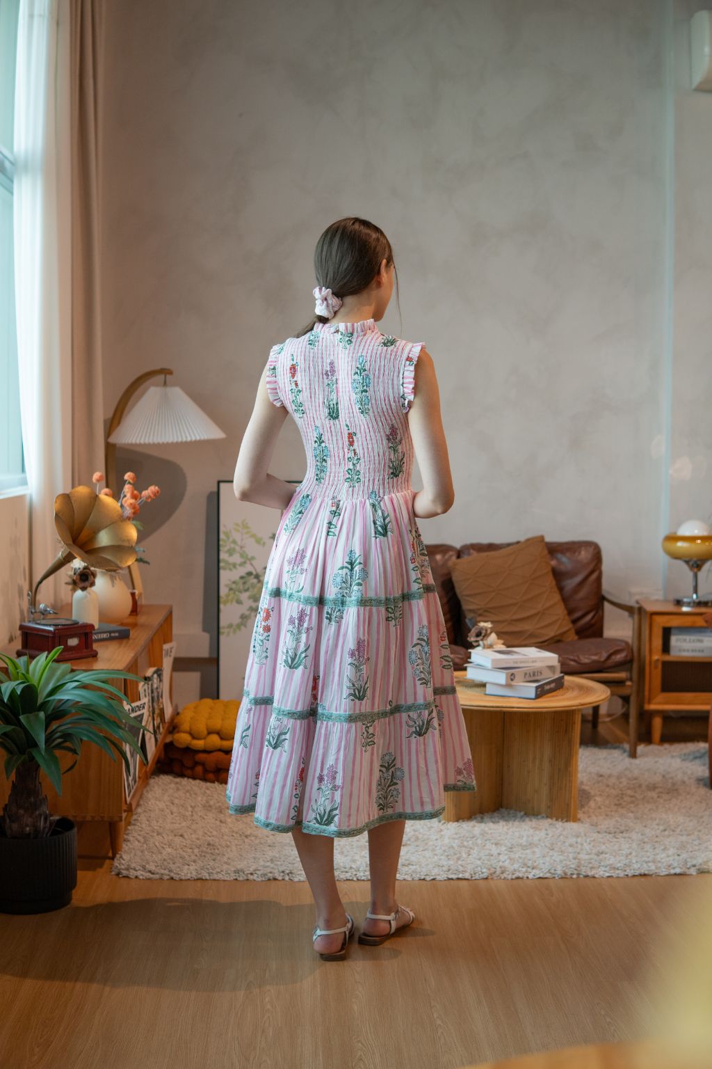 Rose Smocked Midi - Garden Stripes