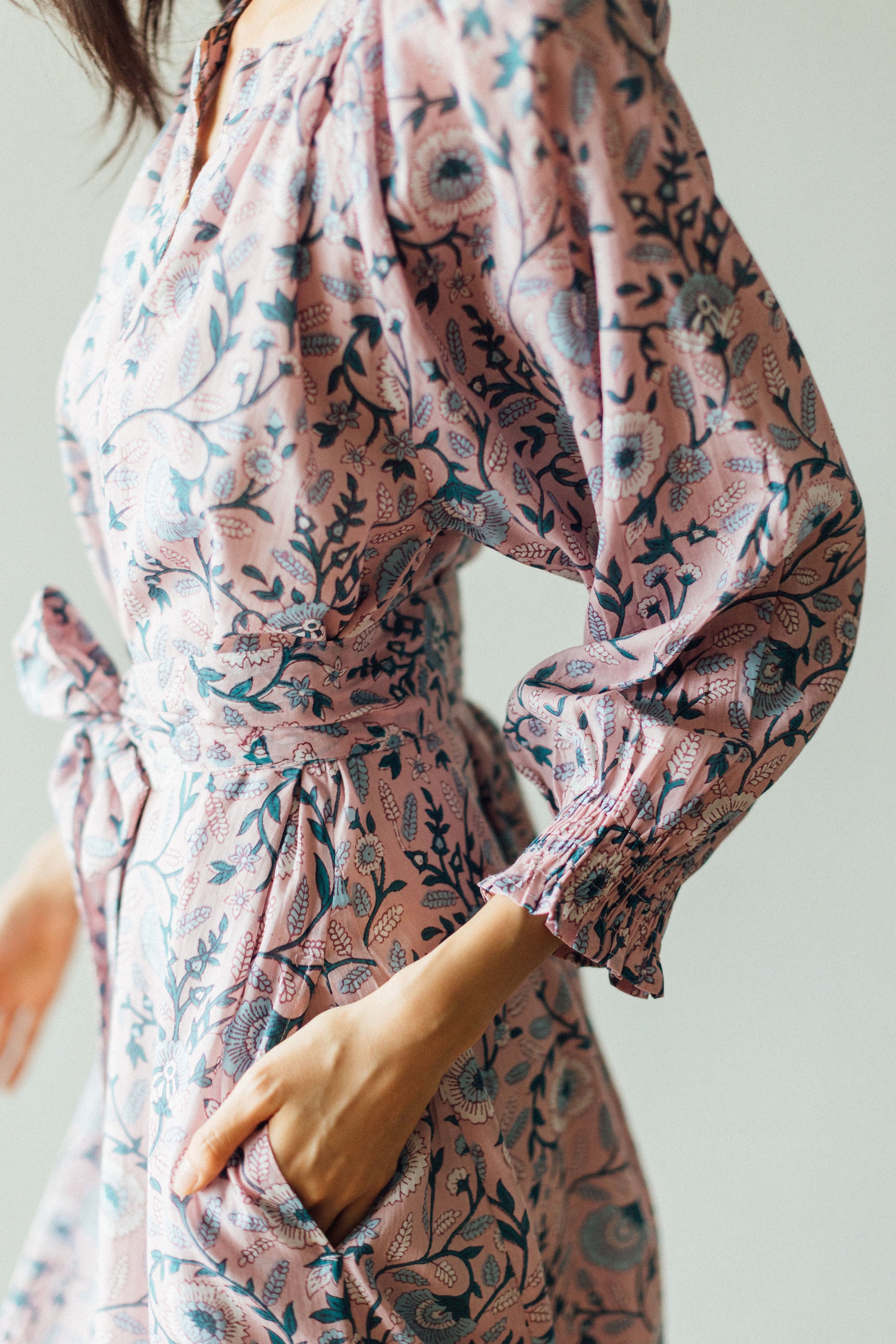 Block print dress with lining