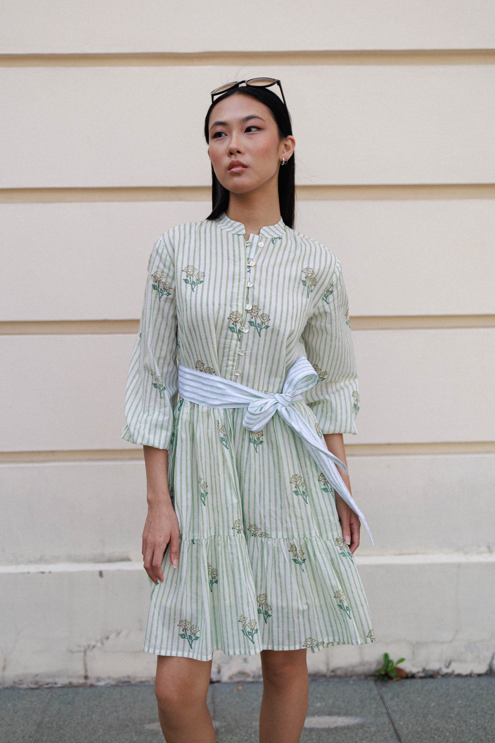 Block print dresss with lining and pockets