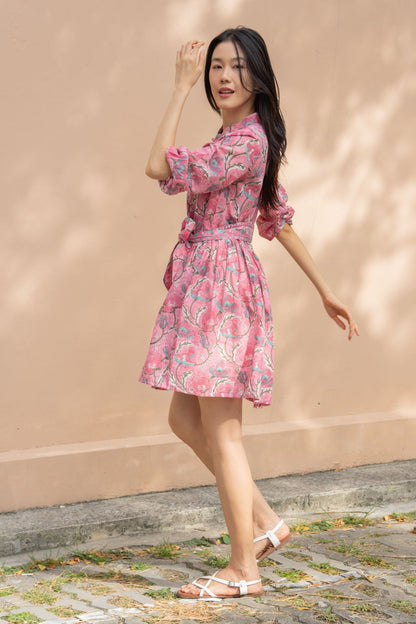 Block print resort wear cotton dress