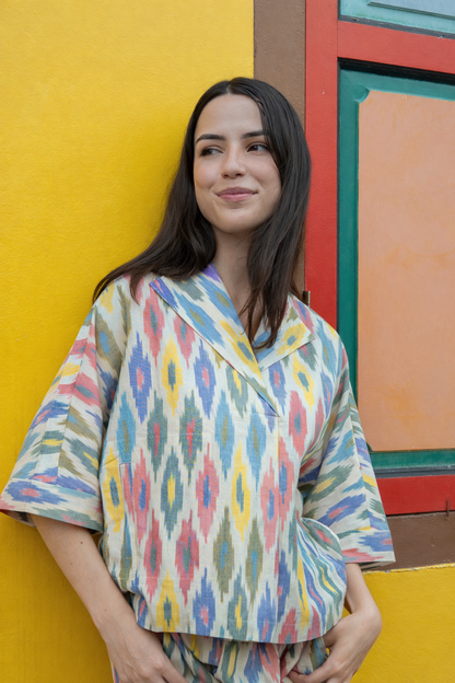 Goa Co-ord Shorts Set - Rainbow Ikat