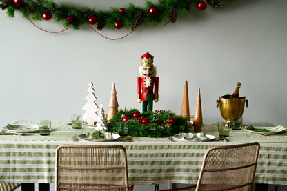 Green Striped Linen Table Cloth