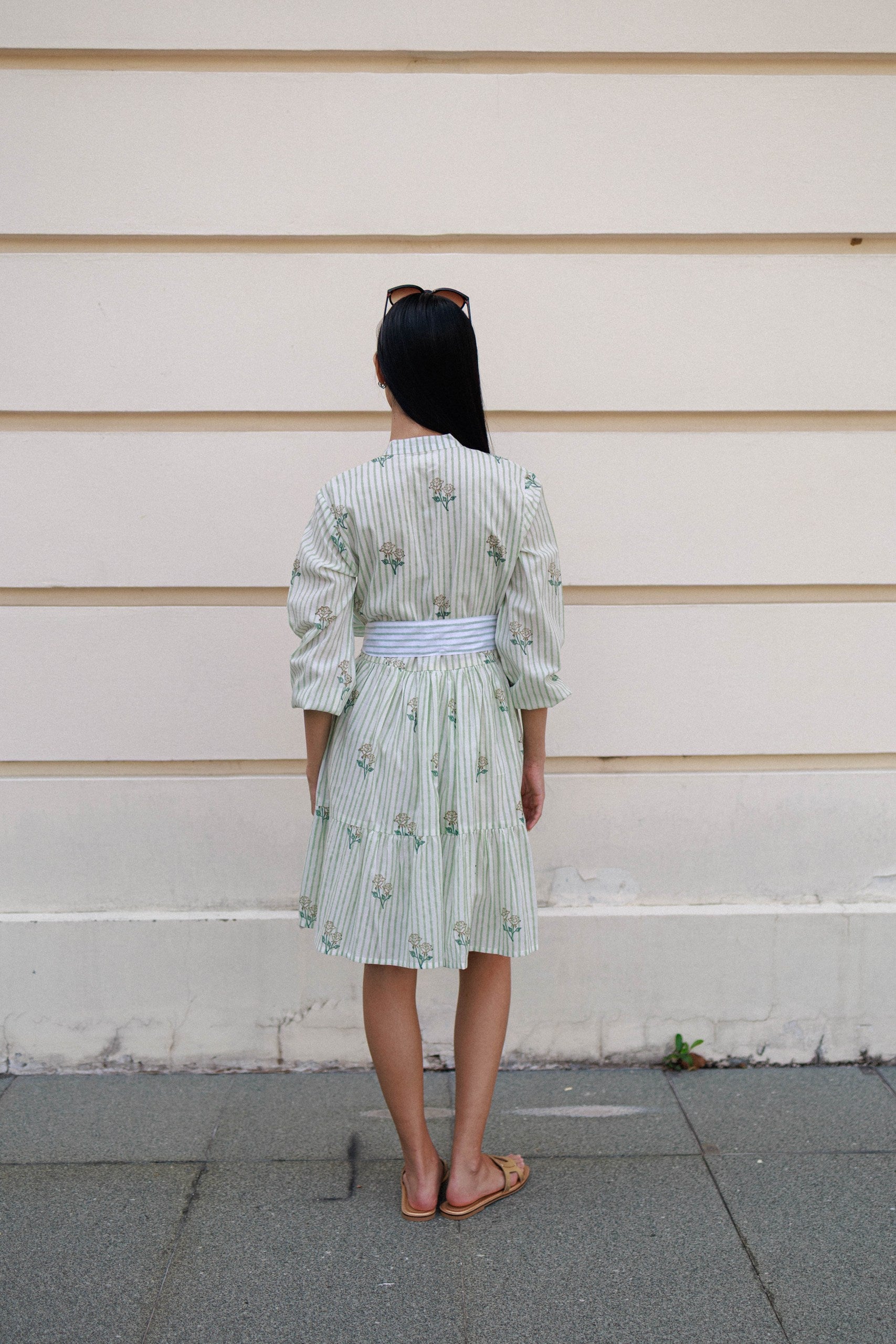 Clover Mini short cotton dress amber rose peranakan print breathable cotton summer dress Singapore