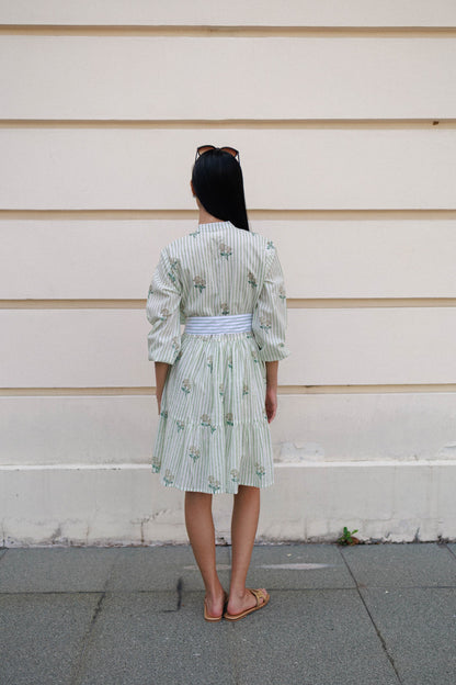 Clover Mini short cotton dress amber rose peranakan print breathable cotton summer dress Singapore