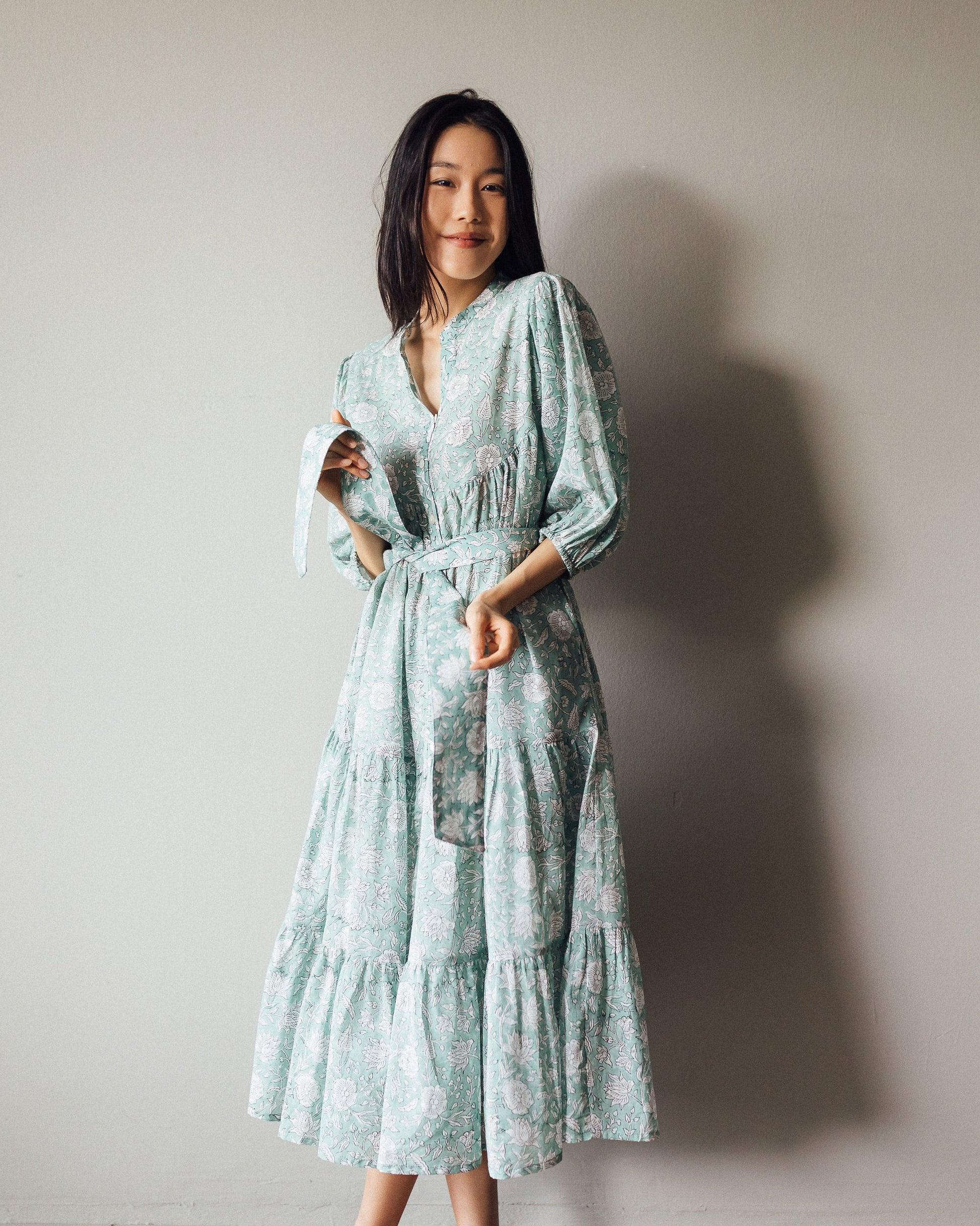 Cotton printed midi dress shipped world wide