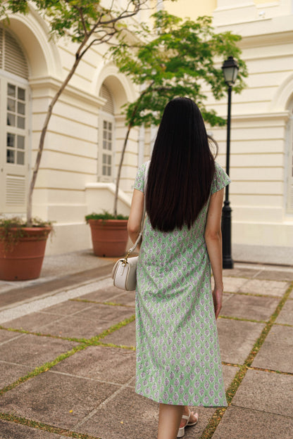 Margaret Dress - Pistachio Bloom