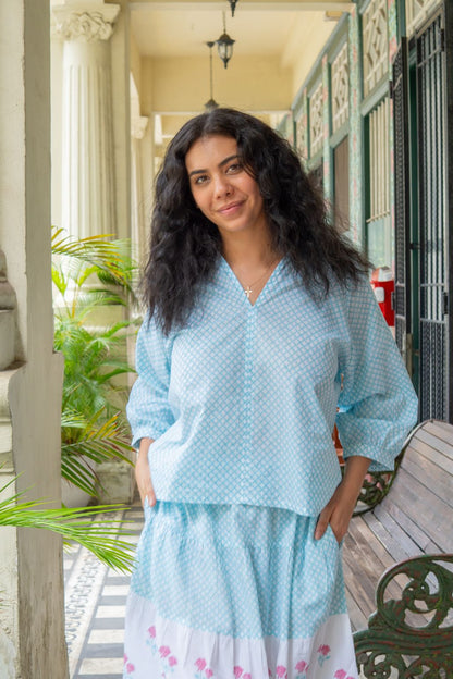  Artful House Block Printed Brompton Top