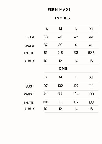 Artful House Block printed fern maxi S M L XL sizes available