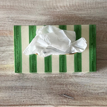 Green Striped Tissue Box