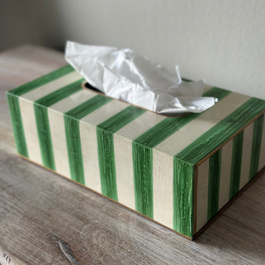 Green Striped Tissue Box