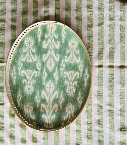 Large Oval Green Ikat Tray