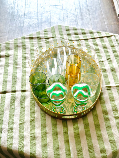 Large Oval Green Ikat Tray